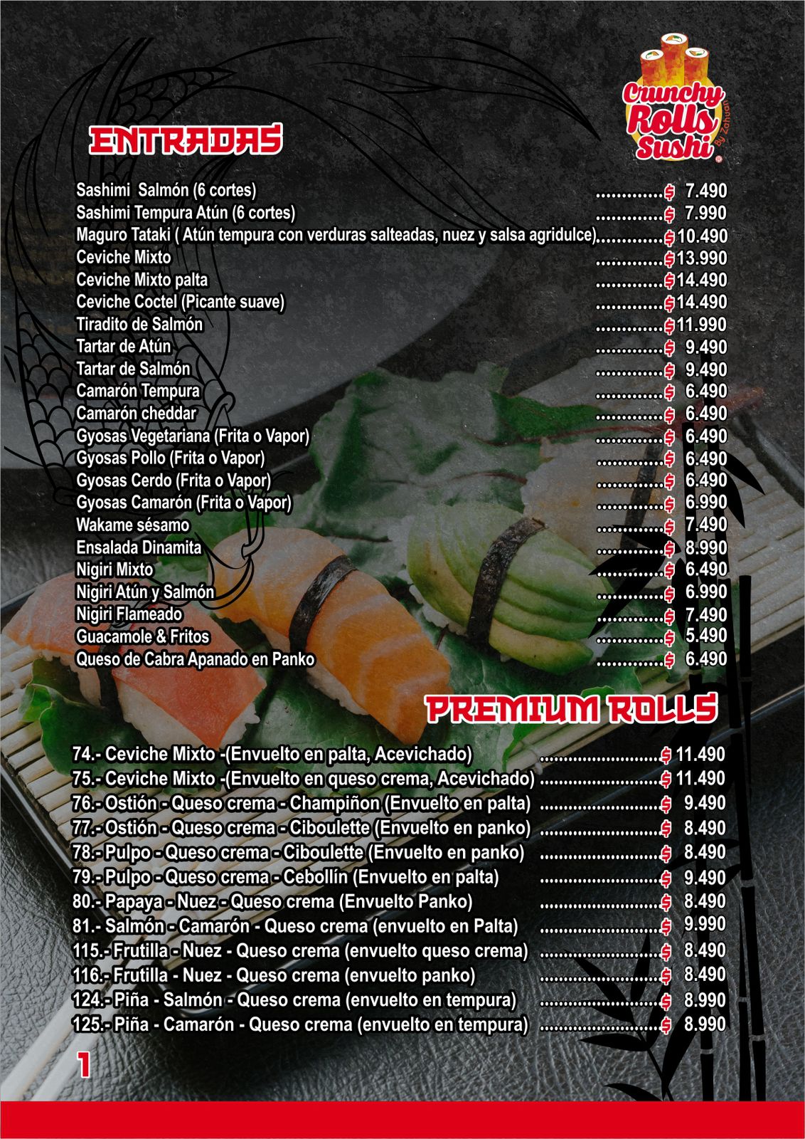 Carta menú página 2