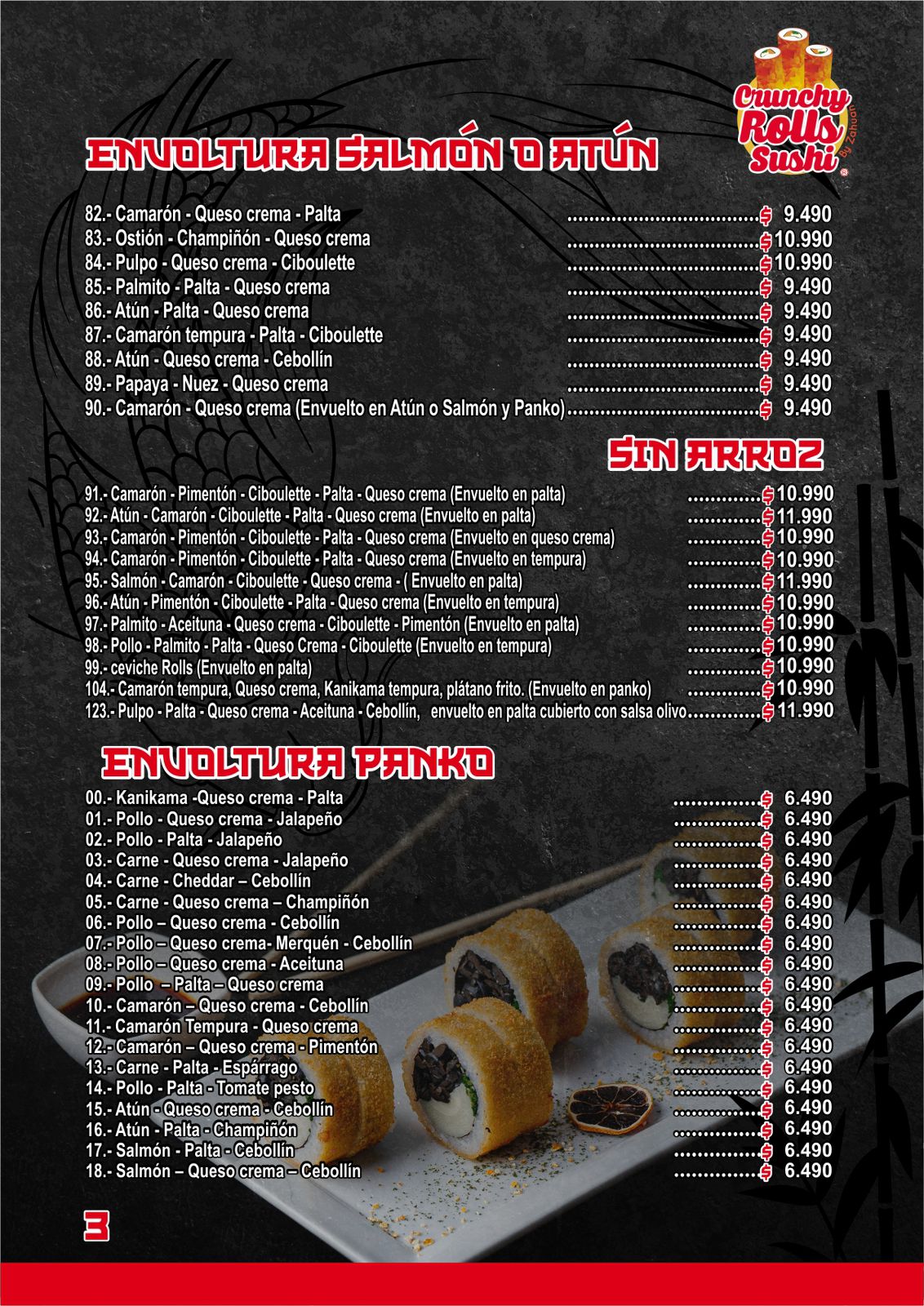 Carta menú página 4