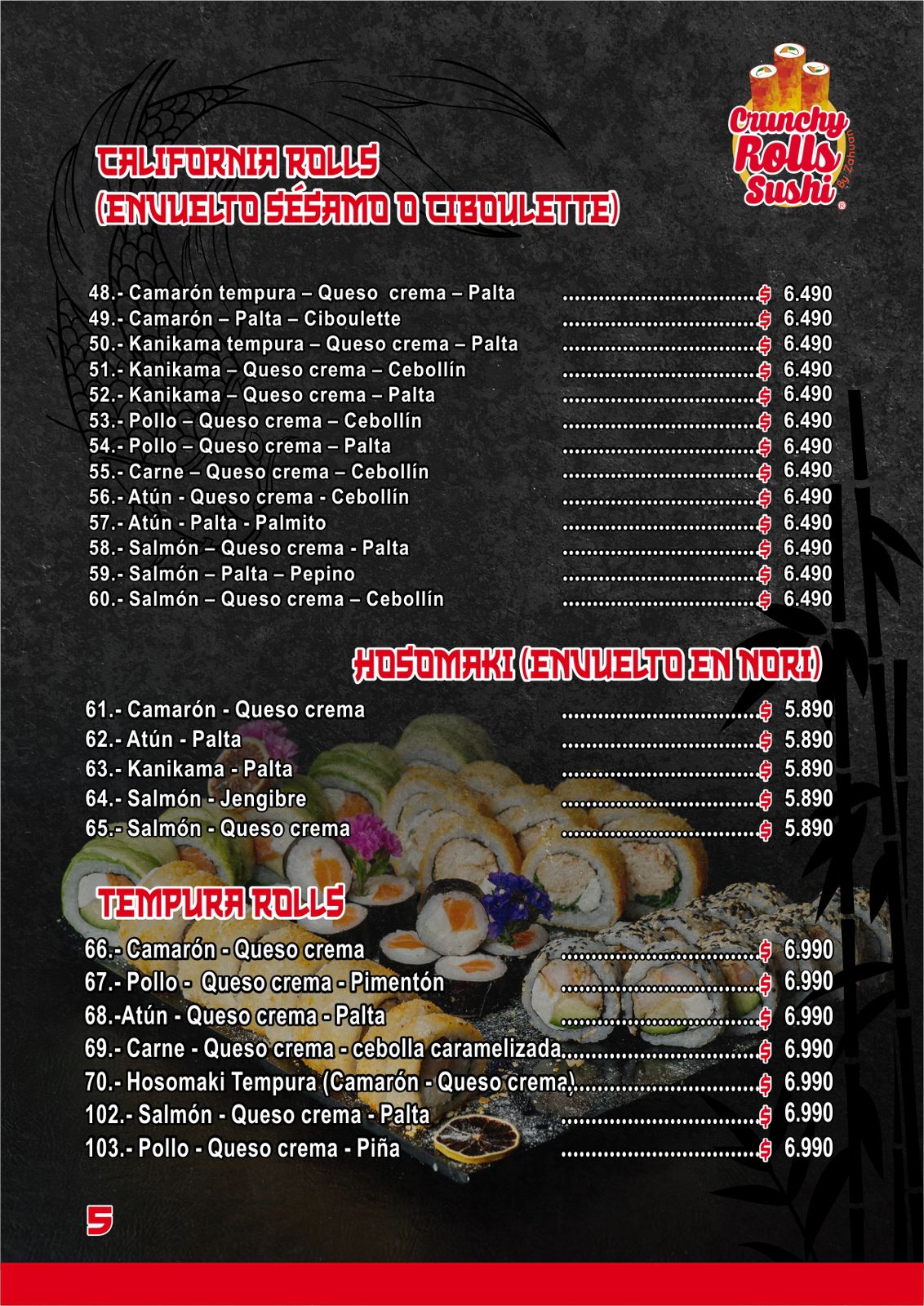 Carta menú página 6